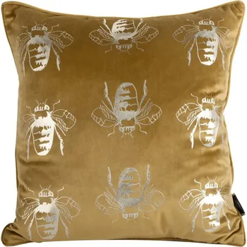 Sametový povlak na polštář se symetrickým potiskem včel