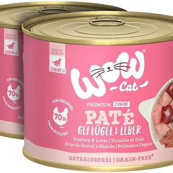 Krmivo pro kočku WOW Paté Drůbež s játry Kitten/Junior 2 × 200 g