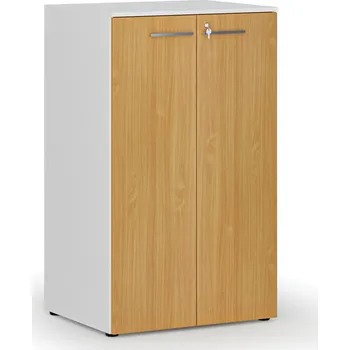 Kancelářská sestava Kancelářská skříň s dveřmi PRIMO WHITE, 3 police, 800 x 640 x 1335 mm, bílá/buk