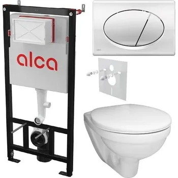 WC sada Alcadrain Set modulu do sádrokartonu, EBS WC Boreal, sedátka a tlačítka M71, chrom lesk