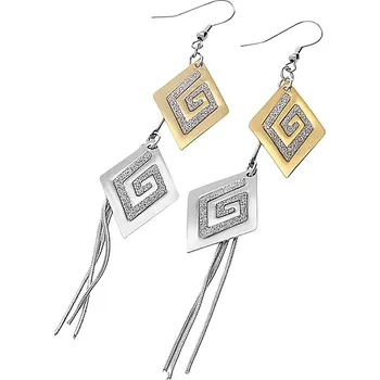 Souprava šperků MPM Dámské ocelové visací zlacené nerezové náušnice 5984 - stříbrnozlaté barvy SER.5984