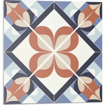 Dlažba Samolepicí vinylové dlaždice do kuchyně - Symetrický květinový vzor 20x20x20 cm