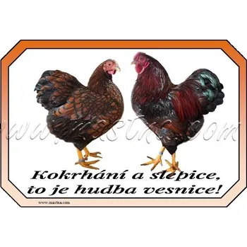 Vyandotka zdrobnělá zlatá, drůbež, cedulka vesnice - Bez samolepicí vrstvy