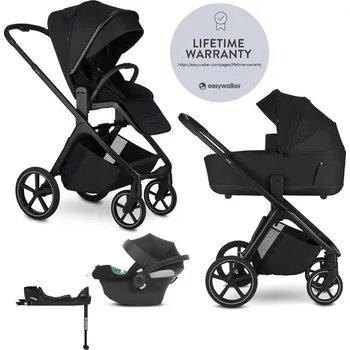 Kočárek EASYWALKER kombinovaný kočárek Zoey Pure Black + Cybex Aton B2 i-size + základna