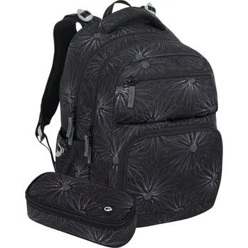 Školní batoh Studentský batoh pro holky Bagmaster Zipster 25 A - bílé květy - malý set