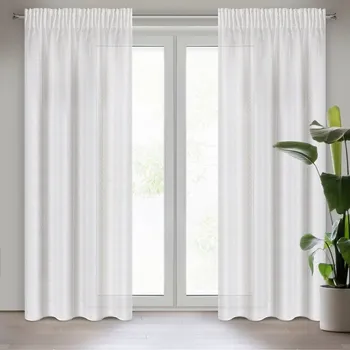 Hotová záclona SIBEL se šampaňským potiskem drobných čtverečků 140 x 270 cm