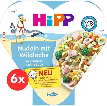 HiPP Těstoviny s divokým lososem a bylinkovo-smetanovou omáčkou 6× 250 g