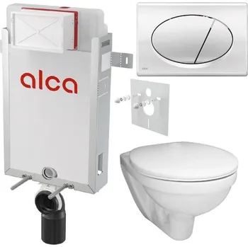 Alcadrain Set modulu k zazdění, WC Boreal, sedátka s tlačítkem M71, chrom lesk