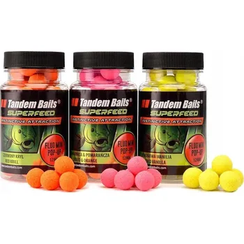 Boilies Tandem Baits SF Fluo Pop Up 12mm Červený Krill