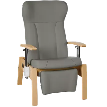 Sedací souprava GAVOTA C2-2-V pečovatelské křeslo, pevné, s polohováním obsluhou, opěrák comfort, výškově stavitelné područky, dřevěný rám, koženka šedá