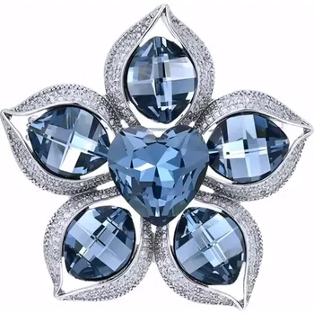 Brož Amparo Miranda® Brož Flower AM38, Barva Modrá