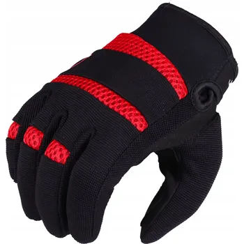 Moto rukavice Motocyklové rukavice HUSAR ATHENE červené textilní pánské s dotykovou funkcí