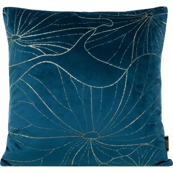 Sametový povlak na polštář BLINK 25 s jemnými světlezlatými listy leknínu