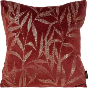 Povlak na polštář z měkkého sametu se zlatavým potiskem listů