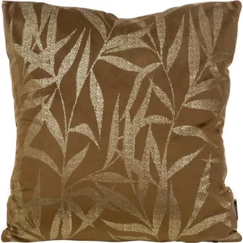 Povlak na polštář z měkkého sametu se zlatavým potiskem listů