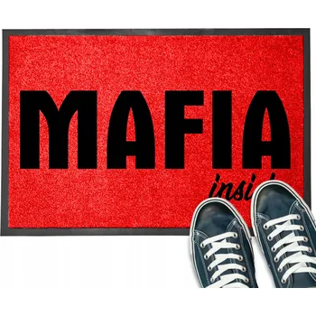 Rohožka Vstupní rohožka červená 40x60 ke dveřím s vtipným NÁPIS MAFIA