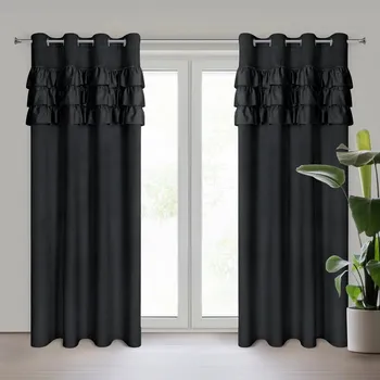 Hotový závěs SAMI ze sametu zdobený pruhem třpytivých kamínků a jemnými volány 140 x 250 cm