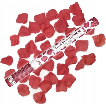 Party dekorace Tuba s okvětními lístky růží, barva bordó, 60 cm