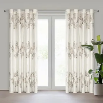 Hotový závěs IDALIA z veluru zdobený stínovaným potiskem listů 140 x 250 cm