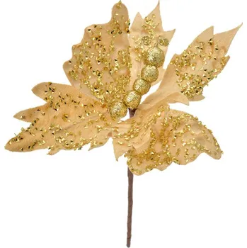 umělá květina Zlatá dekorační umělá květina s motýlem – 20x4x25 cm