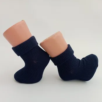 TREPON Kojenecké bavlněné ponožky přeložený lem, tmavě modré Velikost: 9-12cm(0-4 měsíce)