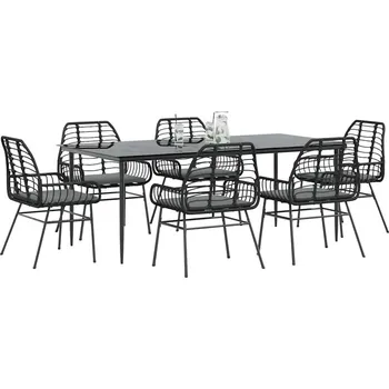 Zahradní sestava vidaXL 7dílný zahradní jídelní set s poduškami polyratan sklo [3334455] Barva: Černá