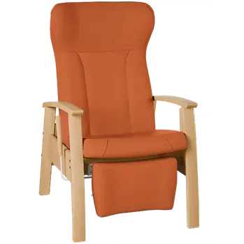 Sedací souprava GAVOTA C2-2-P pečovatelské křeslo, pevné, s polohováním obsluhou, opěrák comfort, pevné područky, dřevěný rám, koženka oranžová