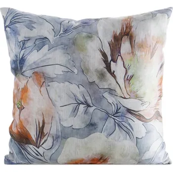 Dekorační povlak na polštář LEN s lněnou strukturou s potiskem jemných květin