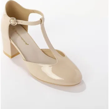 Dámské lodičky Lakované lodičky s páskem přes nárt krémová 37