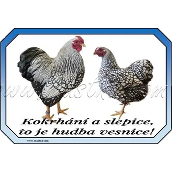 Vyandotka zdrobnělá stříbrná, drůbež, cedulka vesnice - Bez samolepicí vrstvy