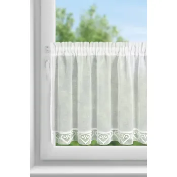 Záclonka z matného etamínu, zdobená krajkou 150 x 60 cm