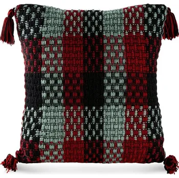 Dekorační povlak na polštář HILAR z hrubé látky s ozdobnými střapci v rozích