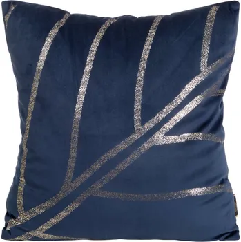 Sametový povlak na polštář BLINK 38 s moderním zlatavým potiskem listů