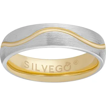 Prsten Snubní stříbrný prsten VIRELI pozlacený žlutým zlatem s linkou