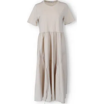 Dámské šaty Kombinované dlouhé šaty MC 23275 barva: béžová, velikost: S/M