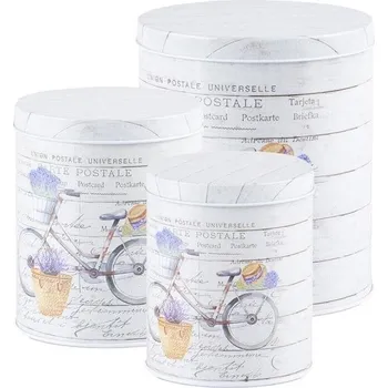 Dóza na potraviny Emocio Plechová kulatá dóza Kolo, set 3 ks, 135 × 160/110 × 130/75 × 90 mm