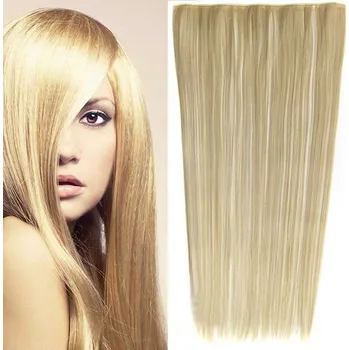 Příčesek Clip in vlasy - 60 cm dlouhý pás vlasů - odstín - F613/24 (melír beach blond v platinově plavé)