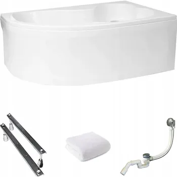 Vana Rohová vana s obkladem Mega pravá 160x105 Polimat sifon nožičky držák na ručník