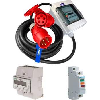 Napájecí kabel PRODLUŽOVACÍ KABEL gumový H07RN-F 5x2,5 16A s měřičem + indikátor fází 10m