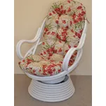 Axin Trading s.r.o. Ratanové houpací křeslo Swivel bílé polstr motiv vlčí máky