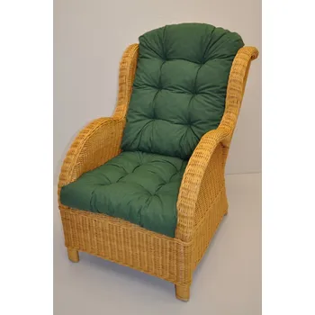 Axin Trading s.r.o. Ratanové křeslo Ear medové polstr tmavě zelený melír