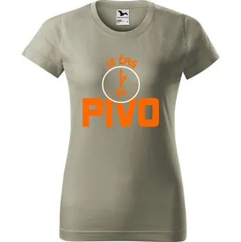 Dámské tričko s potiskem Je čas na pivo Barva trička: Světlá khaki - 28, Velikost: L