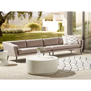 Pohovka Venkovní pohovka béžová polyesterové čalounění 4místná zahradní pohovka UV vodě odolné moderní design obývací pokoj Beliani