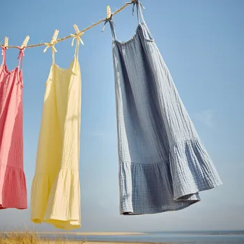 Dívčí šaty Reserved - Mušelínové šaty na ramínka - světle modrá - 897EG-50X - 897EG-50X-122