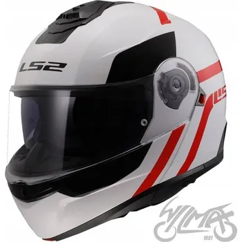 Helma na motorku VELKÁ VÝKLOPNÁ MOTO PŘILBA LS2 FF908 STROBE II AUTOX bílo-červená P/J