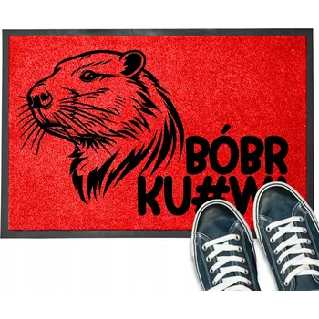 Rohožka VSTUPNÍ ROHOŽKA 40X60 POD DVEŘE ČERVENÁ HIT NÁPISY BOBR KU#WA