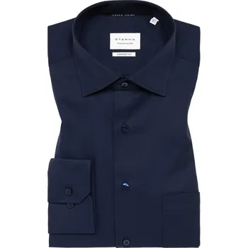 Pánská košile Košile Eterna Comfort Fit Twill neprůhledná navy velikost: 42, délka rukávu: dlouhý rukáv