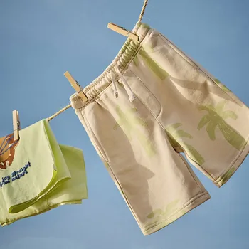 Chlapecké kalhoty Reserved - Bavlněné šortky s potiskem - tělová - XZ595-02X - XZ595-02X-80