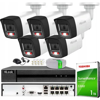 Bezpečnostní kamera Monitorovací sada Hikvision HiLook – 5 kamer 8 Mpx PoE, 8kanálový rekordér