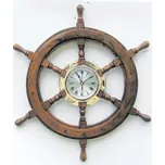 SEA Club Lodní nástěnné hodiny dřevěné kormidlo 60/18 cm